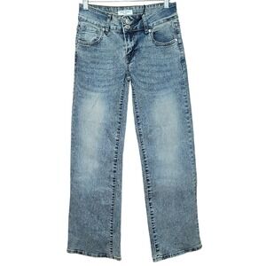 LOVE SOHO Wide-Leg Denim Jeans Light Wash Sz 1 Streetwear Casual Cool Festival